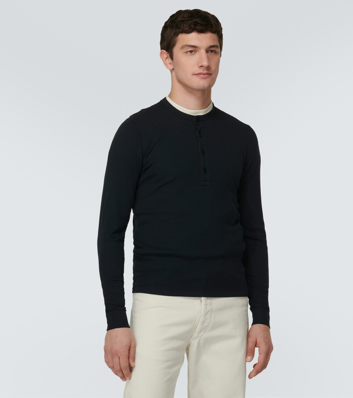 Tom Ford Ribbed-knit jersey Henley shirt TOM FORD