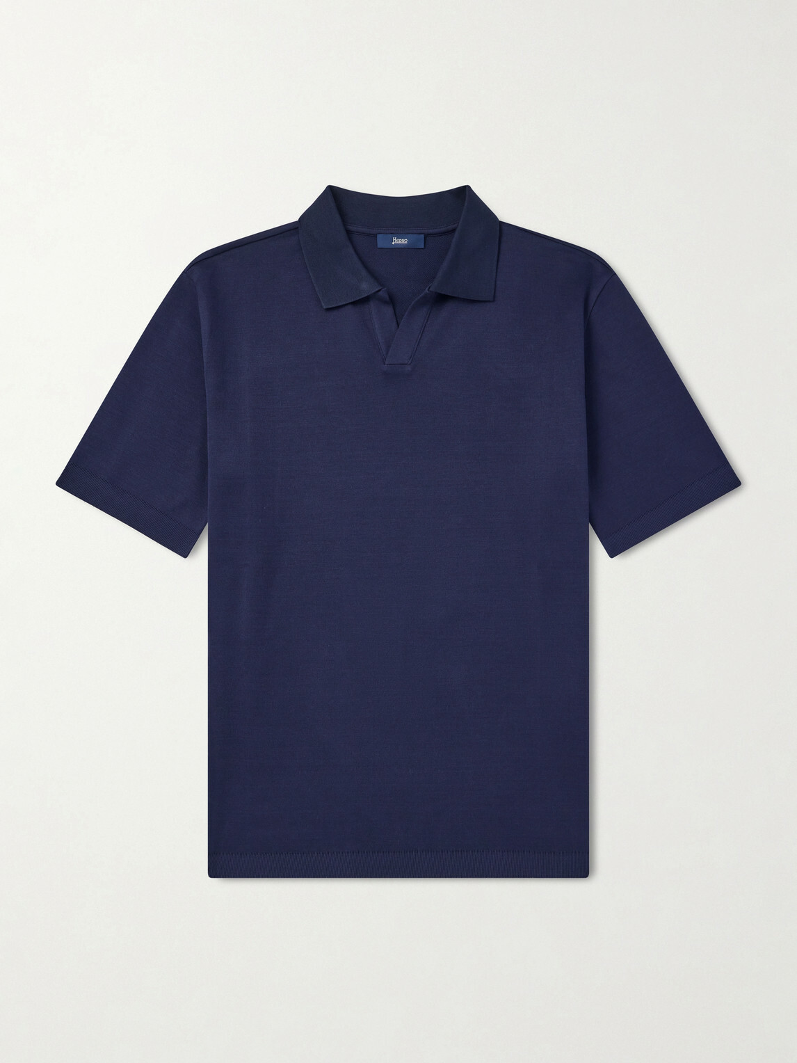 Herno - Open-Collar Cotton Polo Shirt - Blue