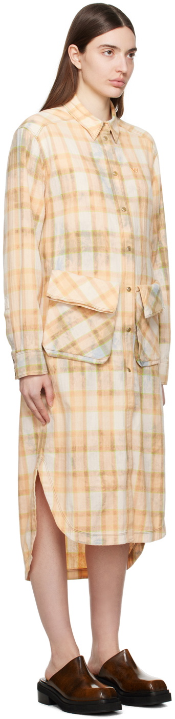 OPEN YY Orange Check Midi Dress