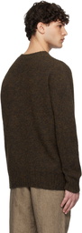 Sunspel Brown Shetland Crew Neck Sweater