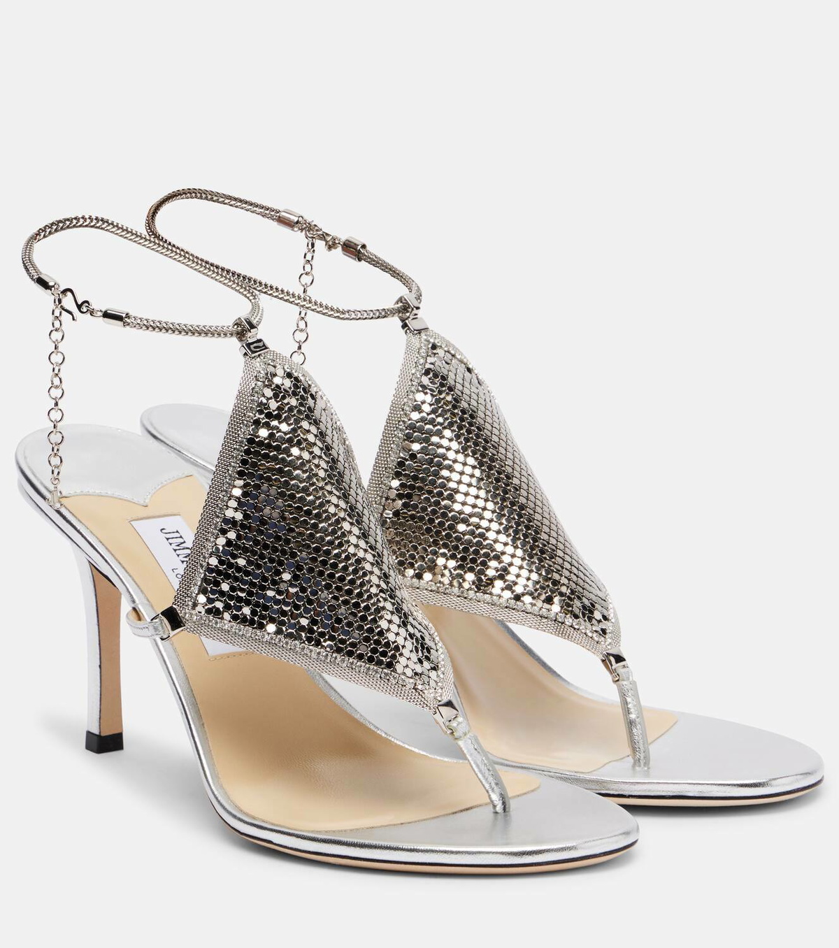Jimmy Choo Archive Thong 85 metallic leather sandals