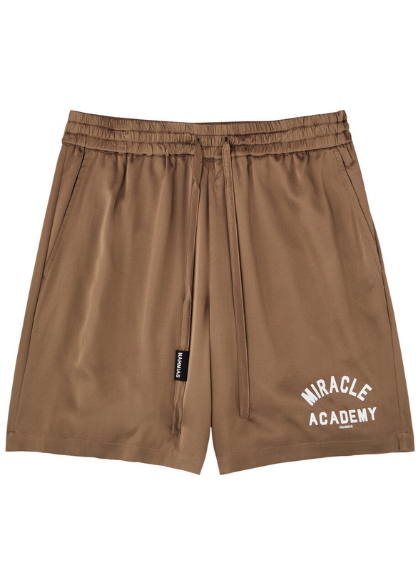 Photo: Nahmias Miracle Academy Stretch-silk Satin Shorts Brown