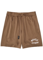 Nahmias Miracle Academy Stretch-silk Satin Shorts Brown