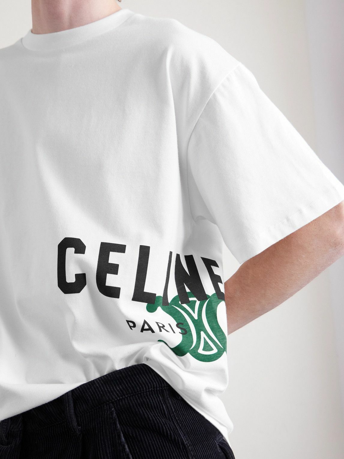 CELINE - Logo-Print Cotton-Jersey T-Shirt - White Celine