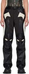 KUSIKOHC Black & Beige Rider Leather Pants