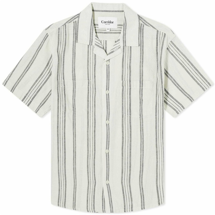 Photo: Corridor Men's High Twist Stripe Vacation Shirt in Natural