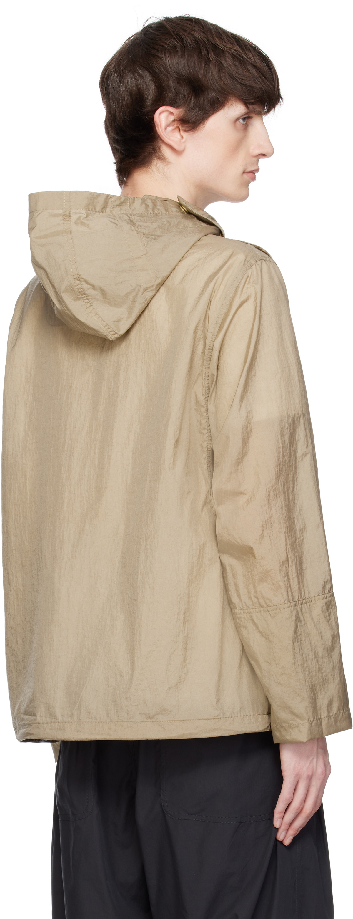 DOCUMENT Khaki Nylon Hooded Shirting Jacket