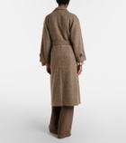 Brunello Cucinelli Belted herringbone wool-blend coat