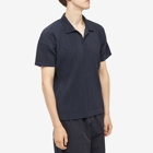 Homme Plissé Issey Miyake Men's Pleated Polo Shirt in Navy