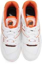 New Balance White & Orange 550 Sneakers