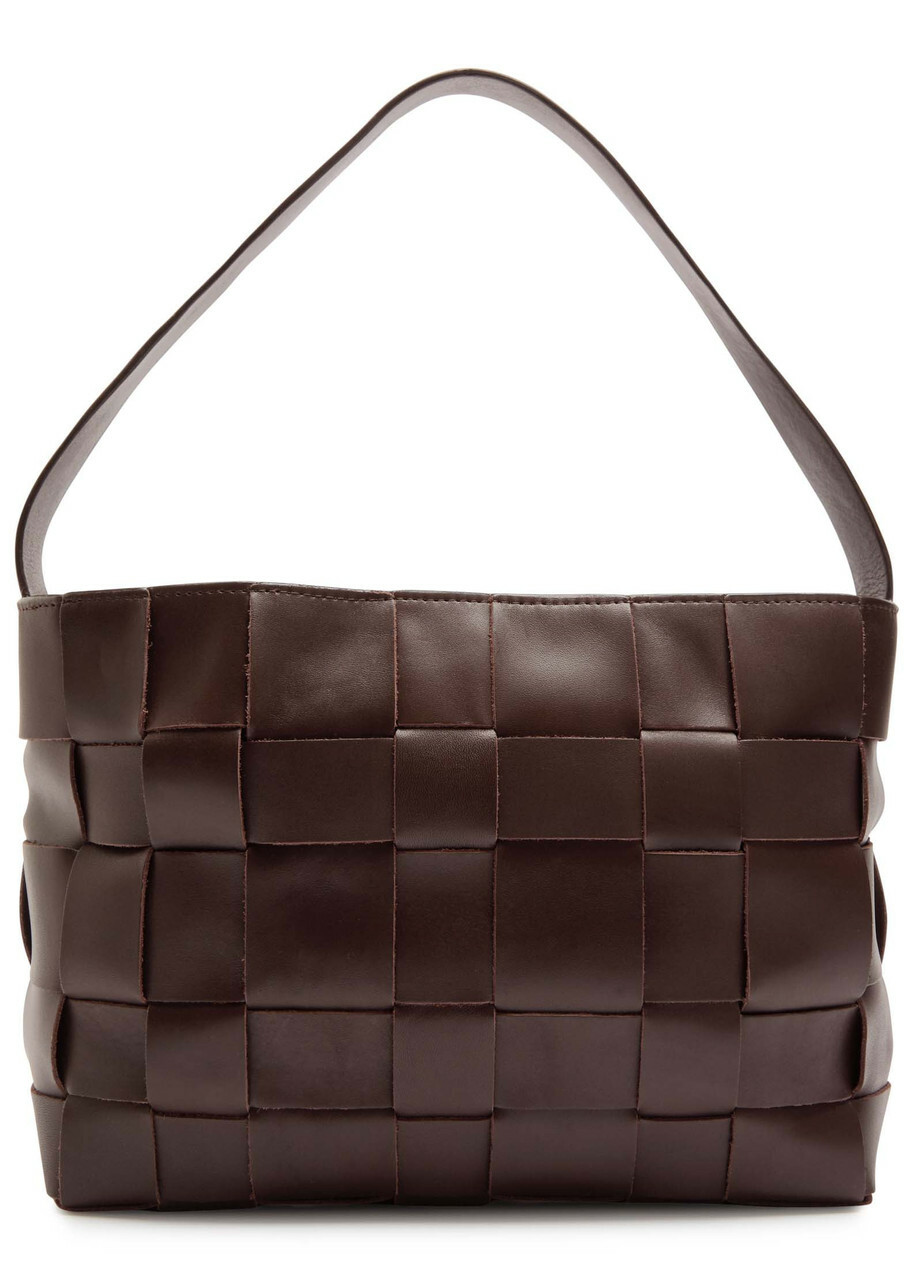 ST. Agni Woven Mini Leather Tote - Chocolate - One Size