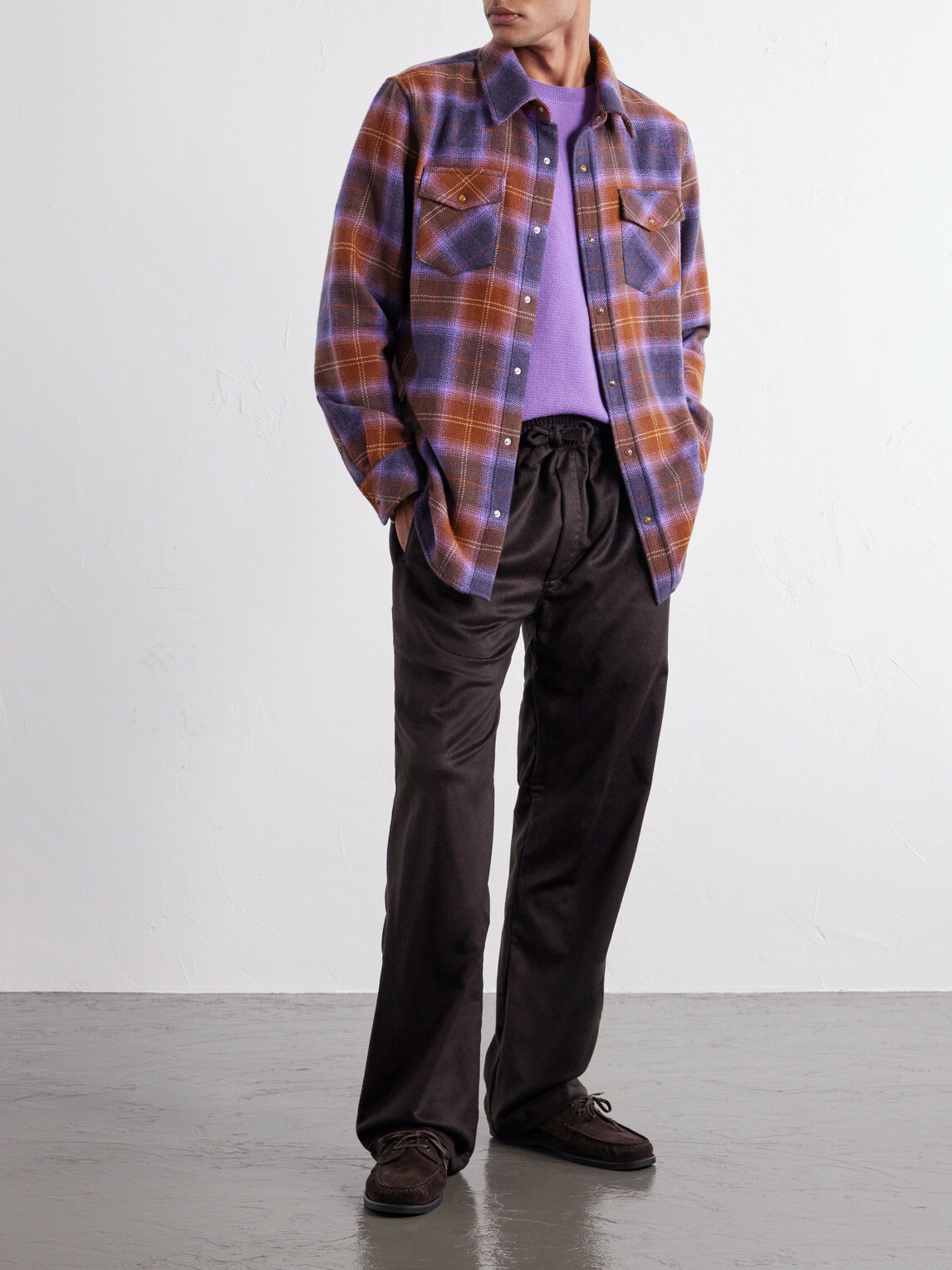 God's True Cashmere - Tartan Cashmere-Flannel Shirt - Purple