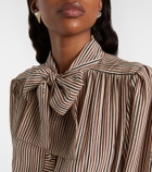Valentino Striped tie-neck silk midi dress