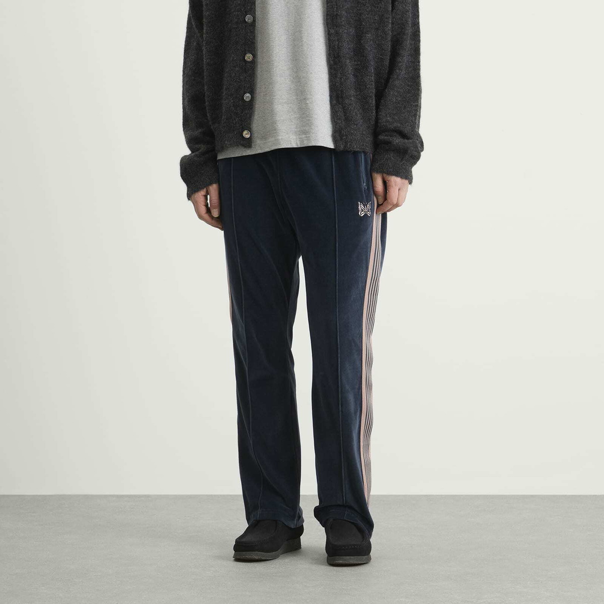 Needles Men's Velour Track Pants in Steel Blue