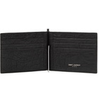 SAINT LAURENT - Logo-Appliquéd Croc-Effect Leather Bifold Cardholder with Money Clip - Black