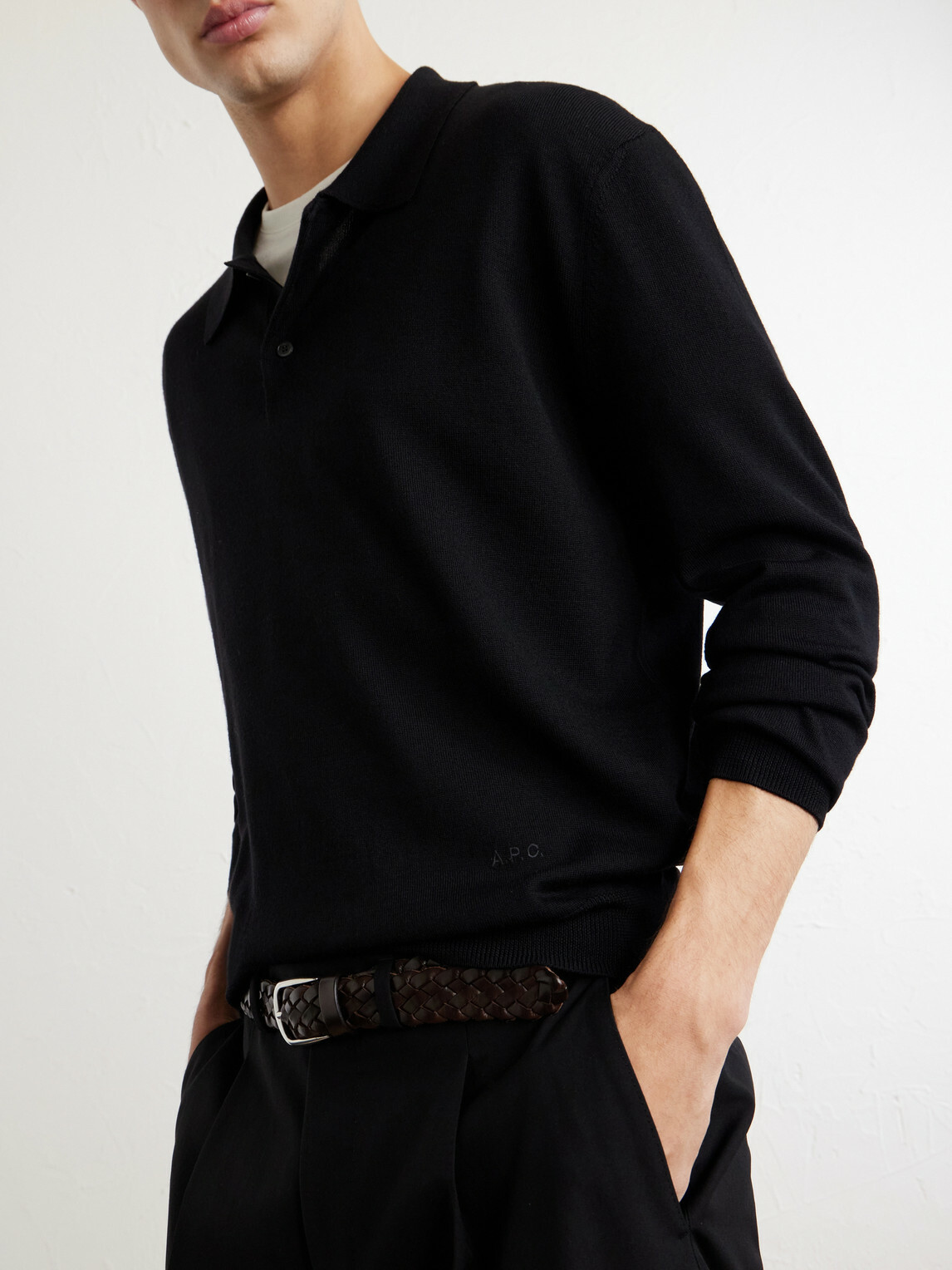 A.P.C. - Riou Virgin Wool Polo Shirt - Black