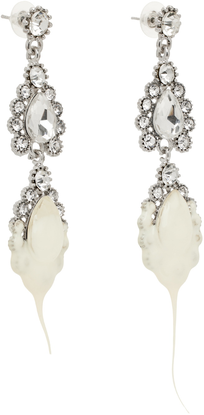 Ottolinger Silver & White Diamond Drop Earrings Ottolinger