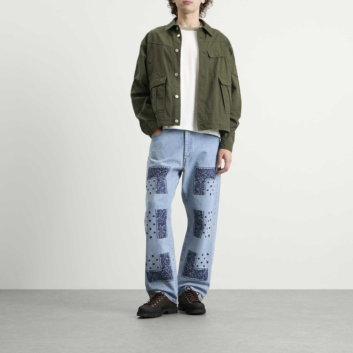 NOMARHYTHM TEXTILE Men's Nòma X Needles Rebuild Tracker Jacket in Olive