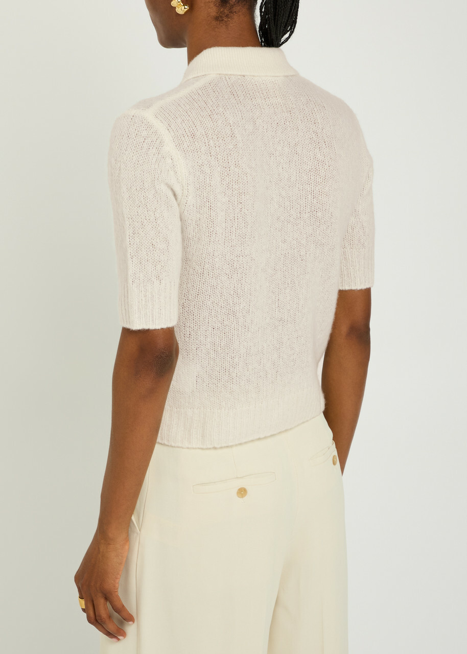 Lisa Yang Masy Cashmere and Silk-blend Polo top Cream