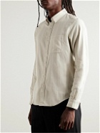 Club Monaco - Slim-Fit Button-Down Collar Striped Cotton-Flannel Shirt - Gray