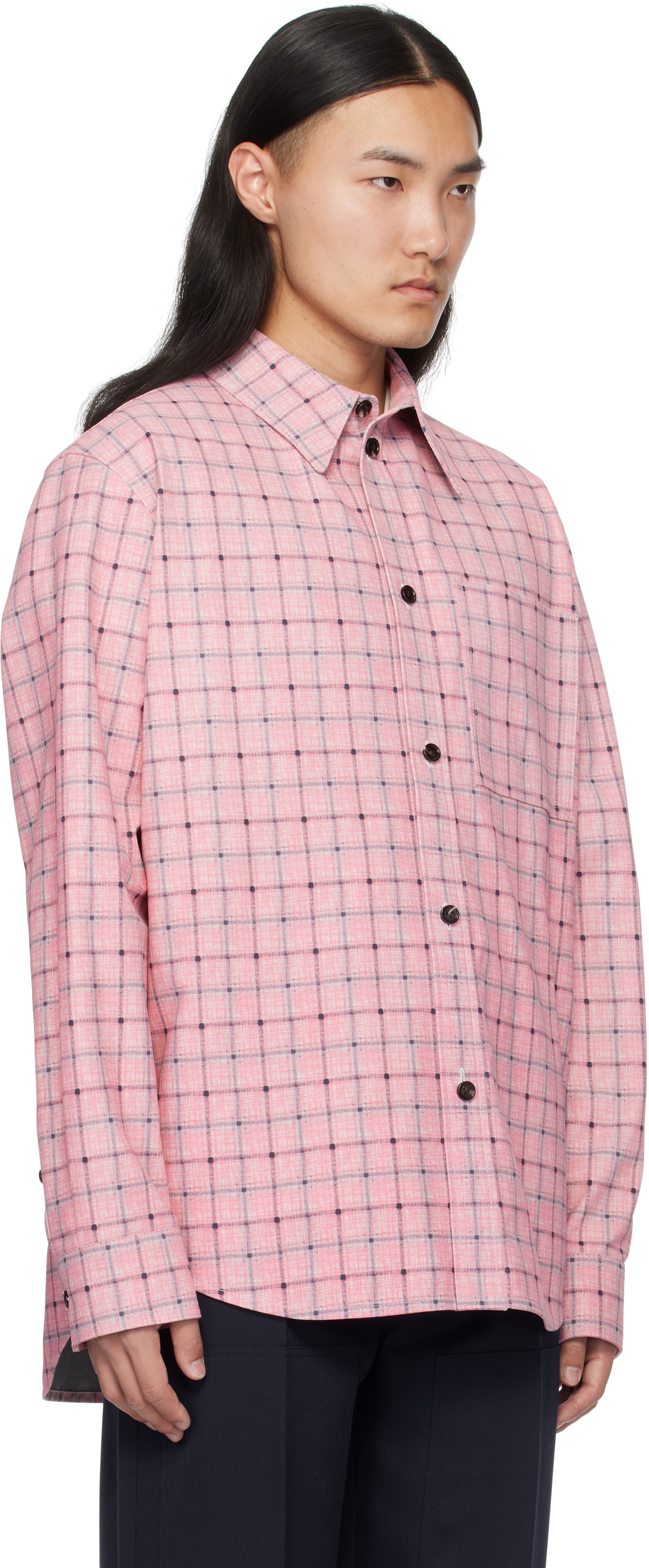Bottega Veneta Pink Printed Leather Shirt Bottega Veneta