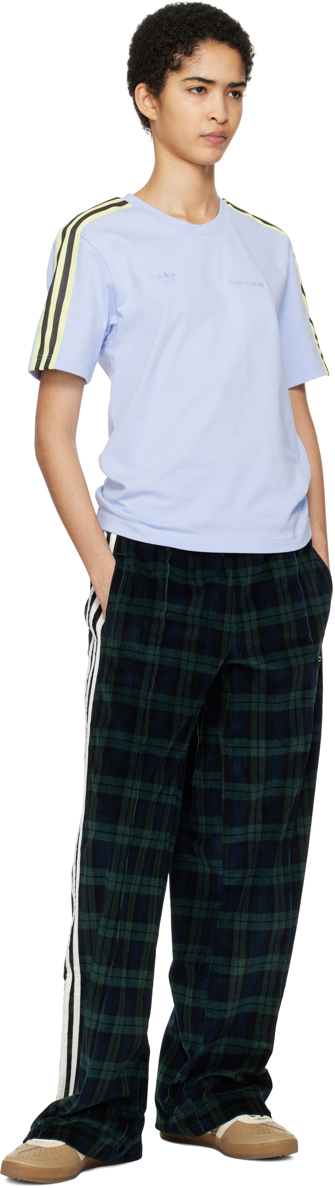 ★adidas originals★W CORDUROY TARTAN WIDE LEG PANTS★追跡可 adidas Originals Tartan Corduroy Wide Leg Knit Sports Pants