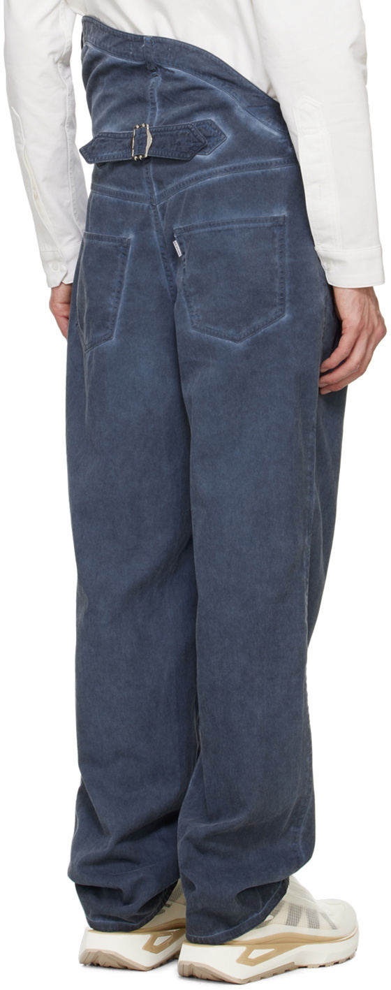 Juntae Kim Navy Asymmetric Flower Trousers