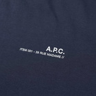 A.P.C. Men's Item Logo T-Shirt in Dark Navy