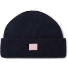 Acne Studios - Kansy Logo-Appliquéd Ribbed Wool-Blend Beanie - Blue