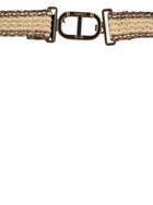 TwinSet Brown Pants With Waist Belt And Metallic Logo Plaque In Cotton Poplin Woman
