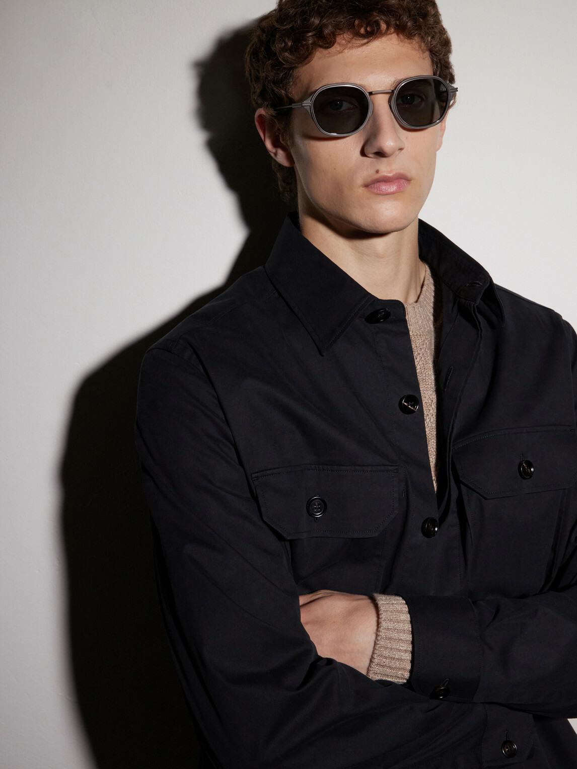 Zegna - Round-Frame Titanium Sunglasses