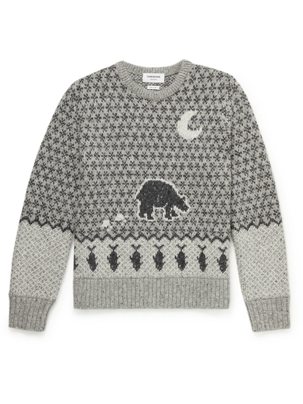 Photo: THOM BROWNE - Intarsia Wool and Mohair-Blend Sweater - Gray