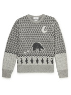 THOM BROWNE - Intarsia Wool and Mohair-Blend Sweater - Gray