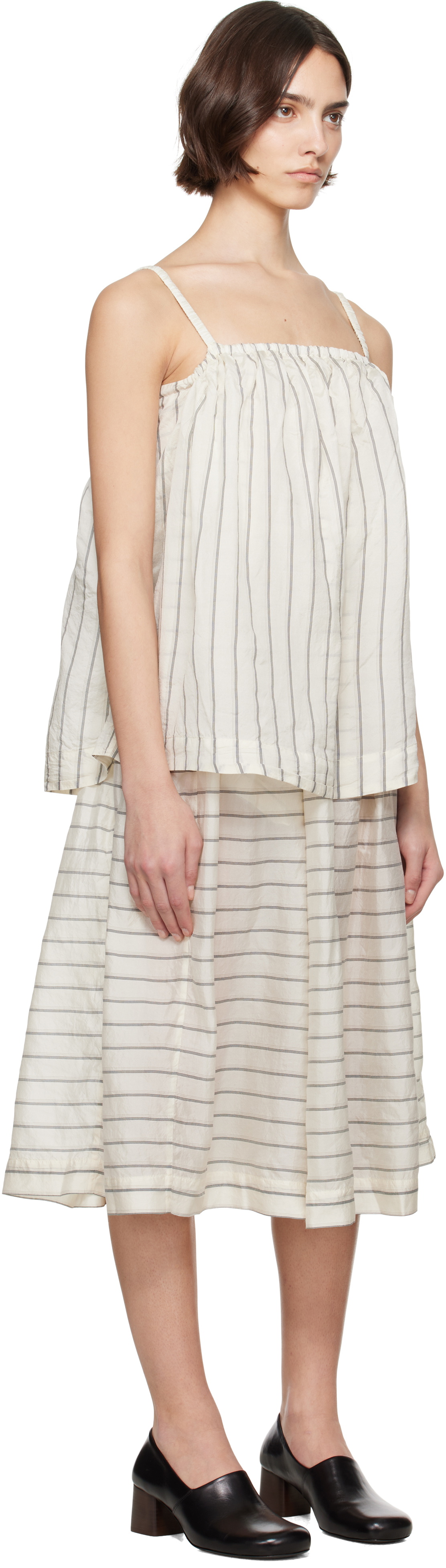 CASEY CASEY Off-White Fifi Double Midi Dress