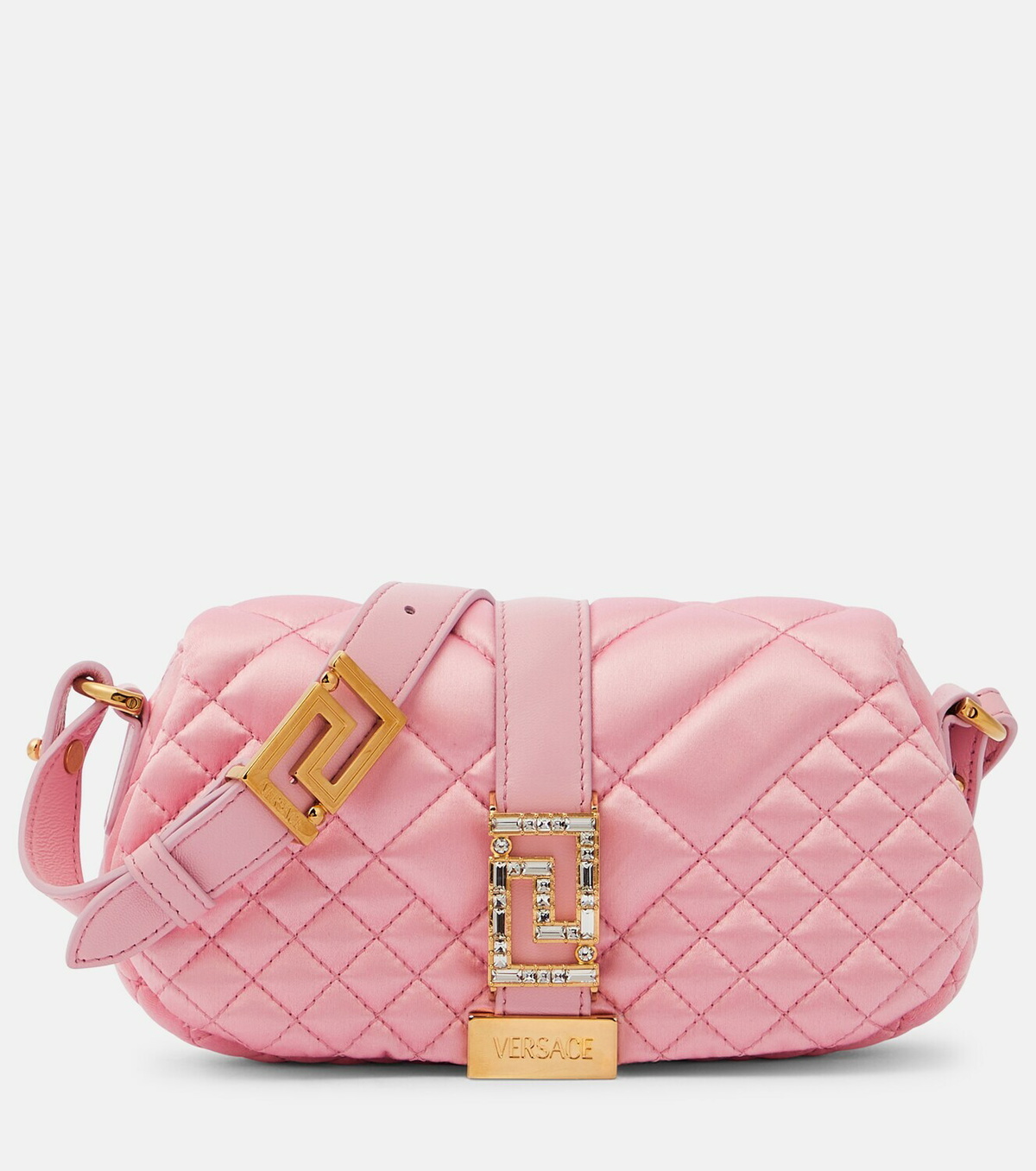 Versace Pink Mini Crystal Repeat Shoulder Bag