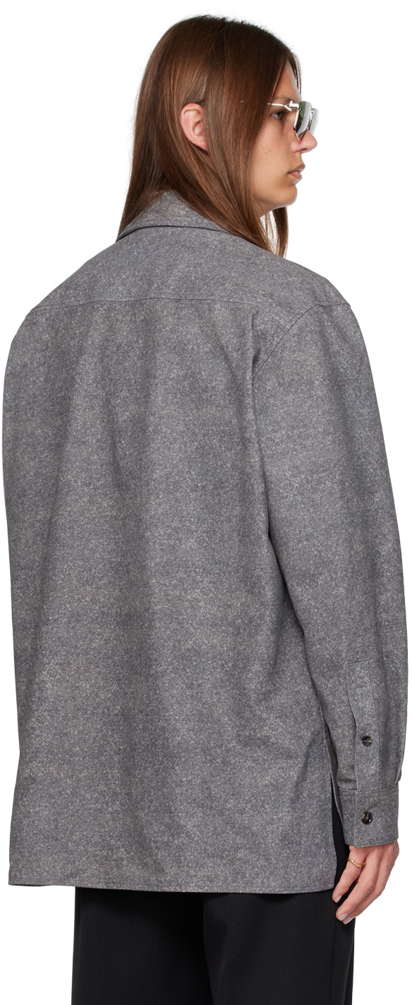 Bottega Veneta Gray Printed Leather Shirt Bottega Veneta