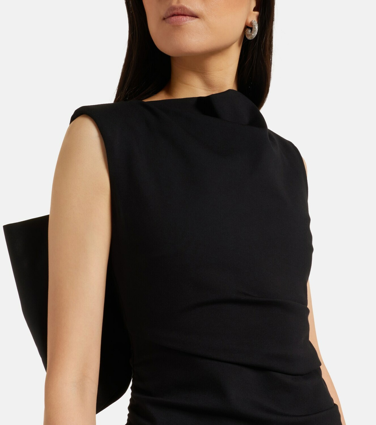 Dorothee Schumacher Bow-detail ruched satin-trimmed midi dress