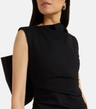 Dorothee Schumacher Bow-detail ruched satin-trimmed midi dress