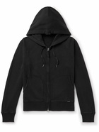 TOM FORD - Garment-Dyed Cotton-Jersey Zip-Up Hoodie - Black