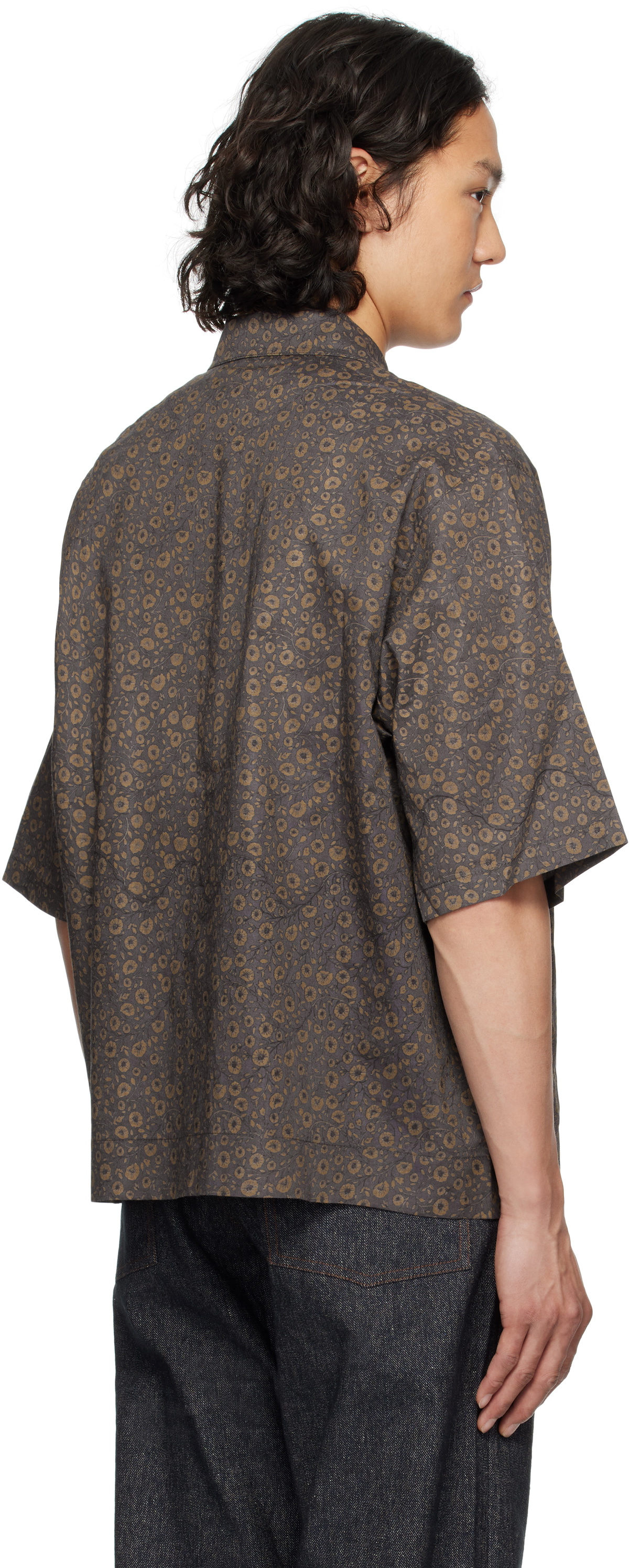 Aviva Jifei Xue Brown Short Sleeve Boxy Shirt