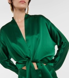 The Sei Tie-front silk satin blouse