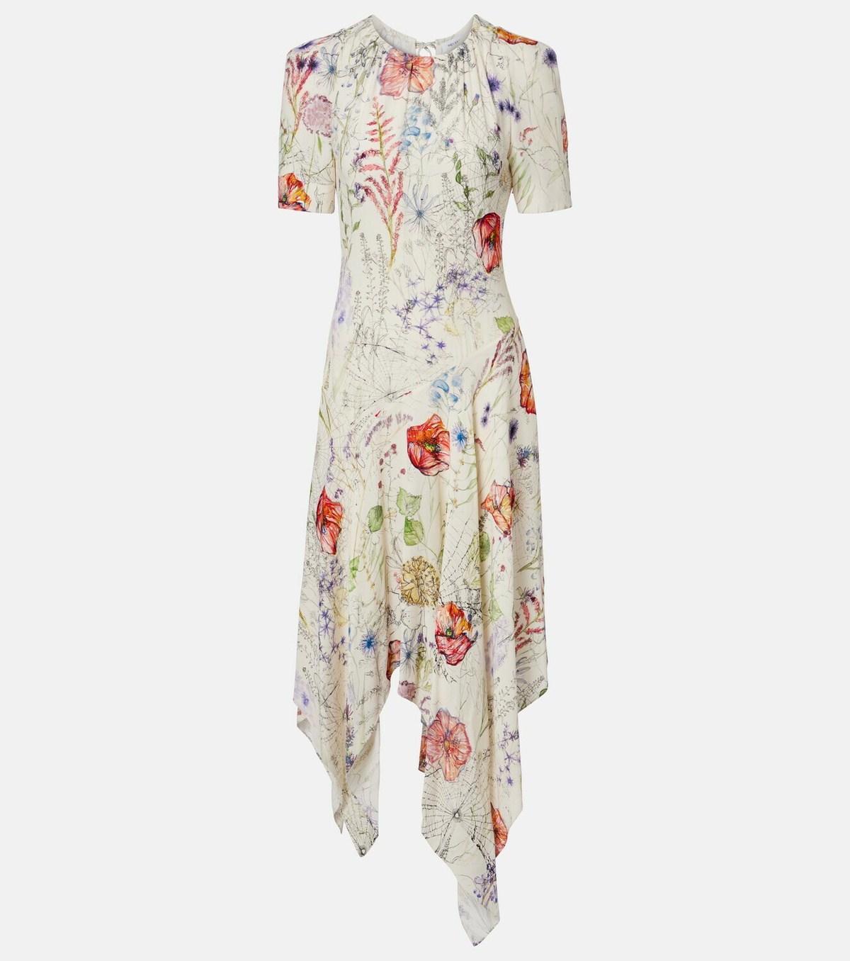 McQueen Floral asymmetric midi dress