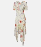 McQueen Floral asymmetric midi dress