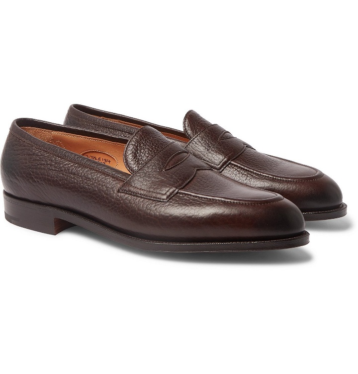 Photo: Edward Green - Piccadilly Leather-Trimmed Suede Penny Loafers - Brown
