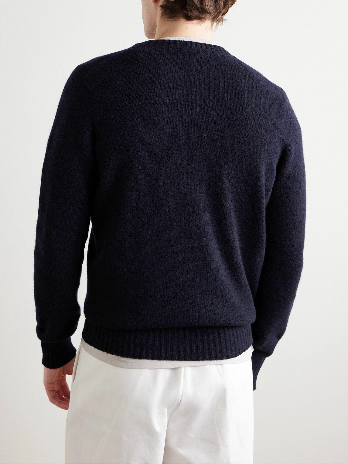 De Petrillo - Slim-Fit Merino Wool and Cashmere-Blend Sweater - Blue