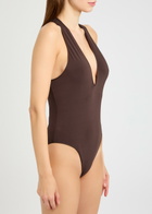 Zimmermann Dawning Stretch-satin Jersey Bodysuit Brown