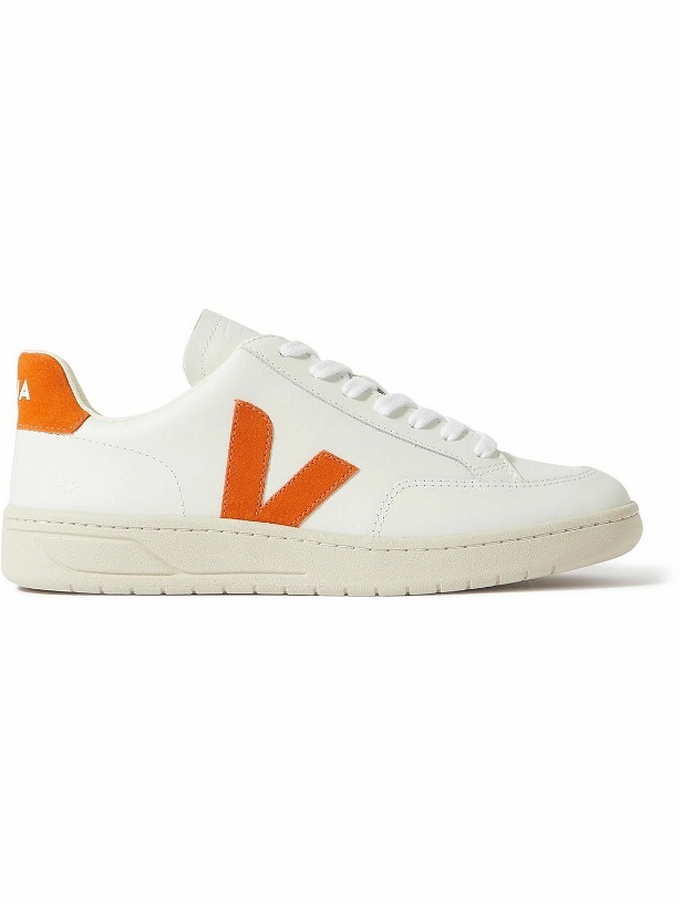 Photo: Veja - V-12 Suede-Trimmed Leather Sneakers - White