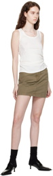 DRAE Khaki Zip-Fly Denim Miniskirt