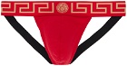 Versace Underwear Red Greca Border Jockstrap