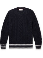 Brunello Cucinelli - Striped Cable-Knit Alpaca and Yak-Blend Sweater - Blue